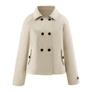 Short Double-Breasted Khaki Jacket
