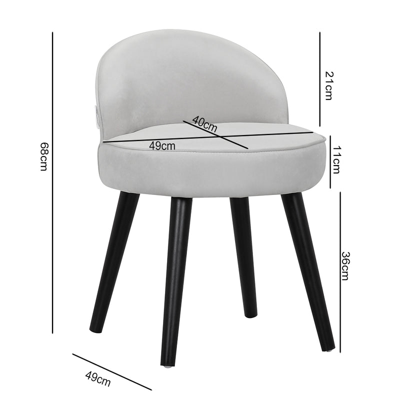 Livingandhome Modern Velvet Dressing Table Stool with Solid Wood Legs