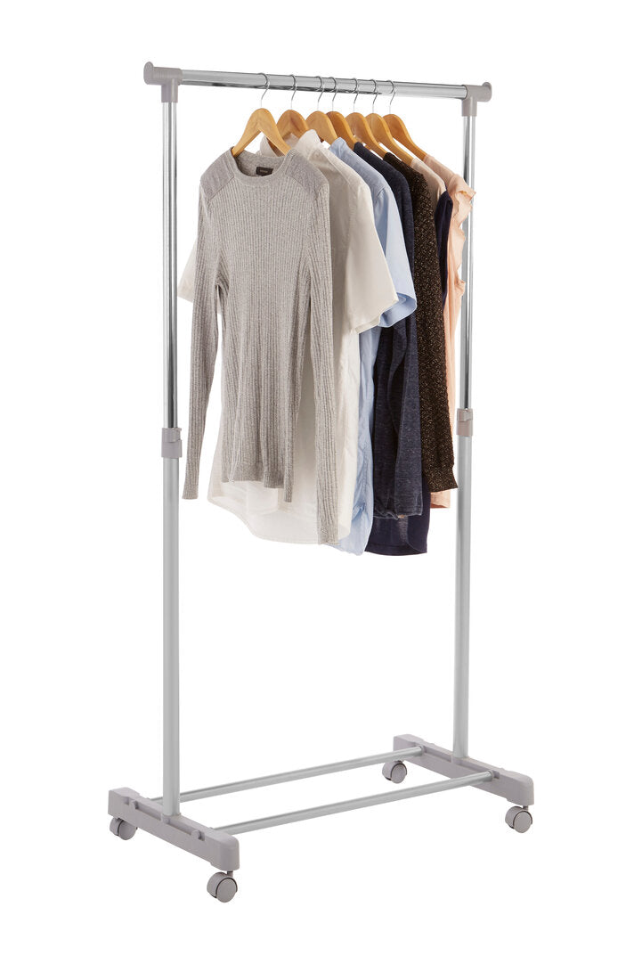 Ralesi Grey and Chrome Finish Clothes Hanging Rail With Wheels