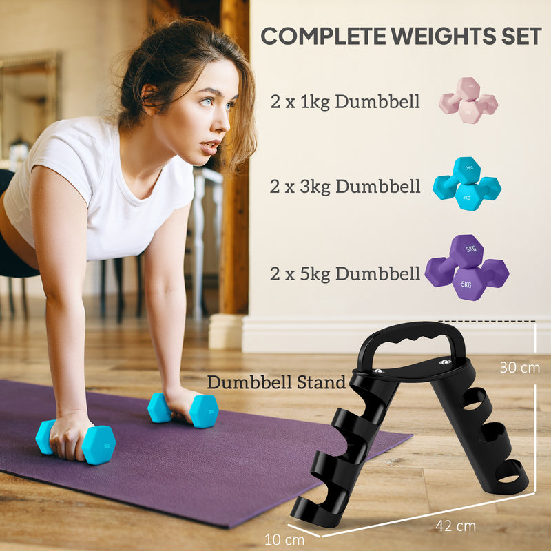 SPORTNOW Dumbbells Set with Storage Rack