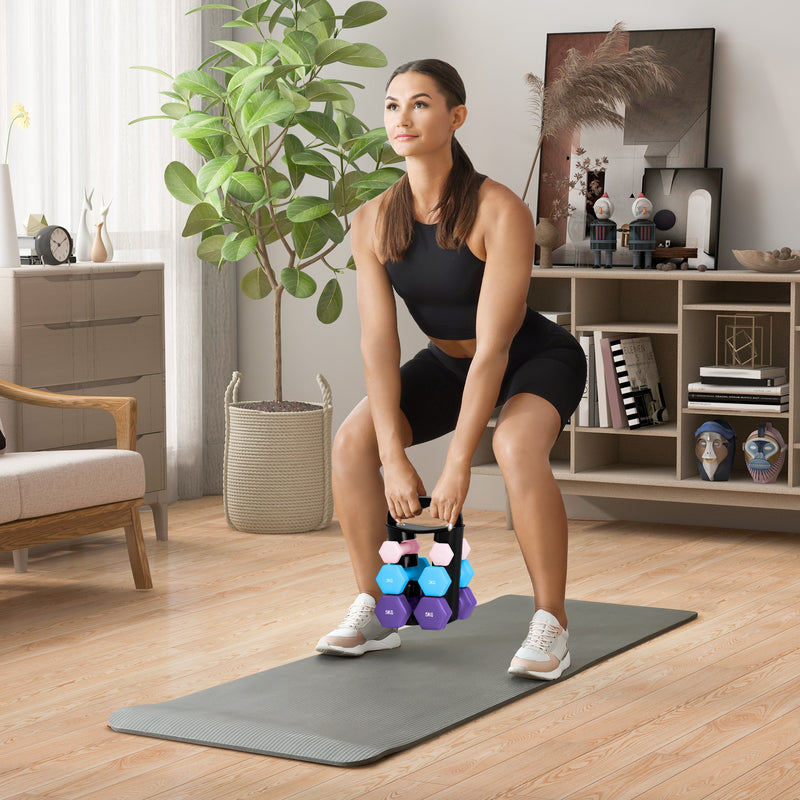 SPORTNOW Dumbbells Set with Storage Rack