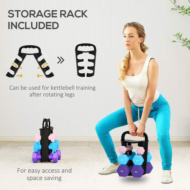 SPORTNOW Dumbbells Set with Storage Rack