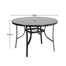 Garden Sanctuary Metallic and Tempered Glass Garden Table with Parasol Hole Outdoor