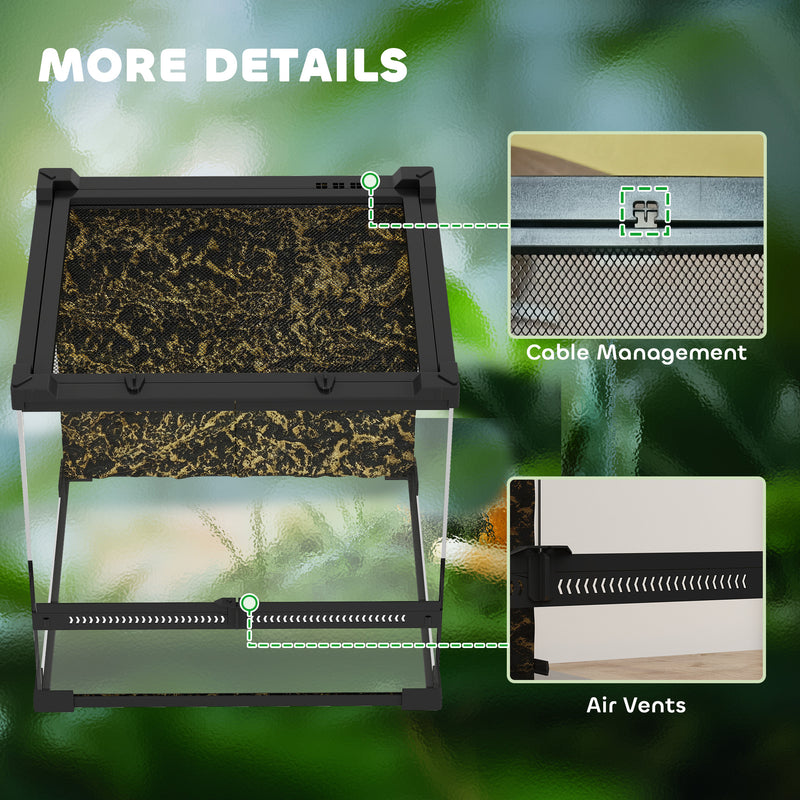 PawHut Glass Terrarium Reptile Vivarium with Stone Background