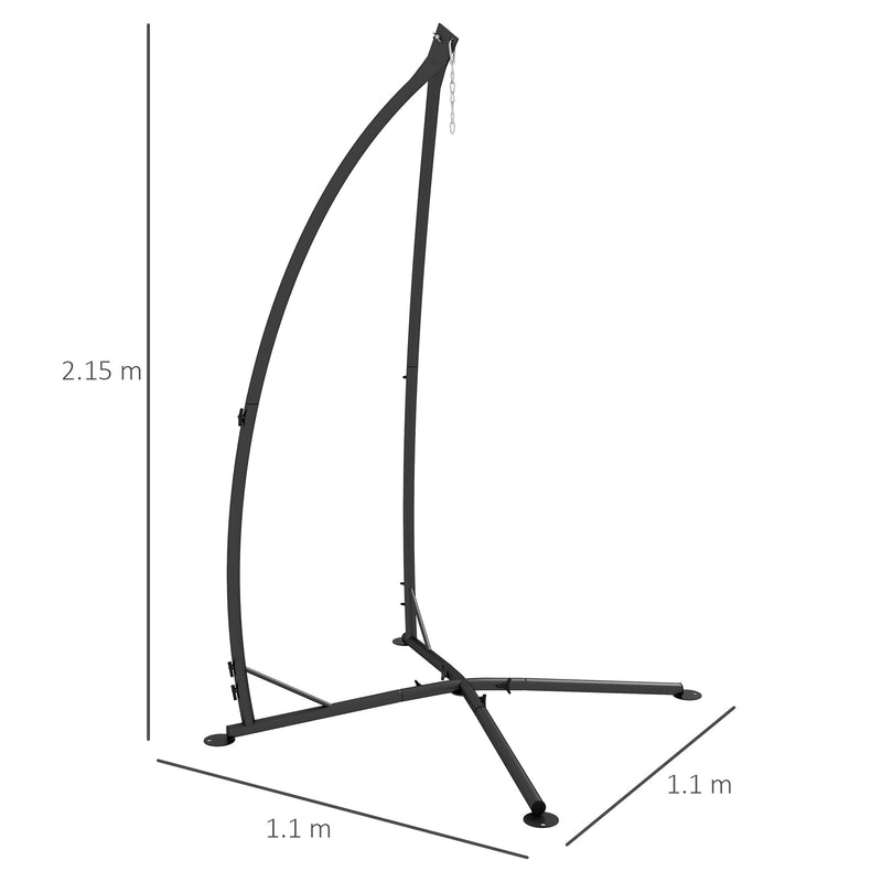 Outsunny Hammock Chair Stand Metal Frame Hammock Stand Only with Chian, Black