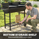 Outsunny Charcoal Barbecue Grill With 2 Cooking Areas, Wheels