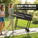 Outsunny Charcoal Barbecue Grill With 2 Cooking Areas, Wheels