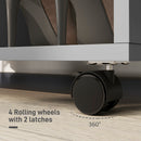 HOMCOM Rolling Open Wardrobe Hanging Rail Storage Shelves For Clothes, Grey