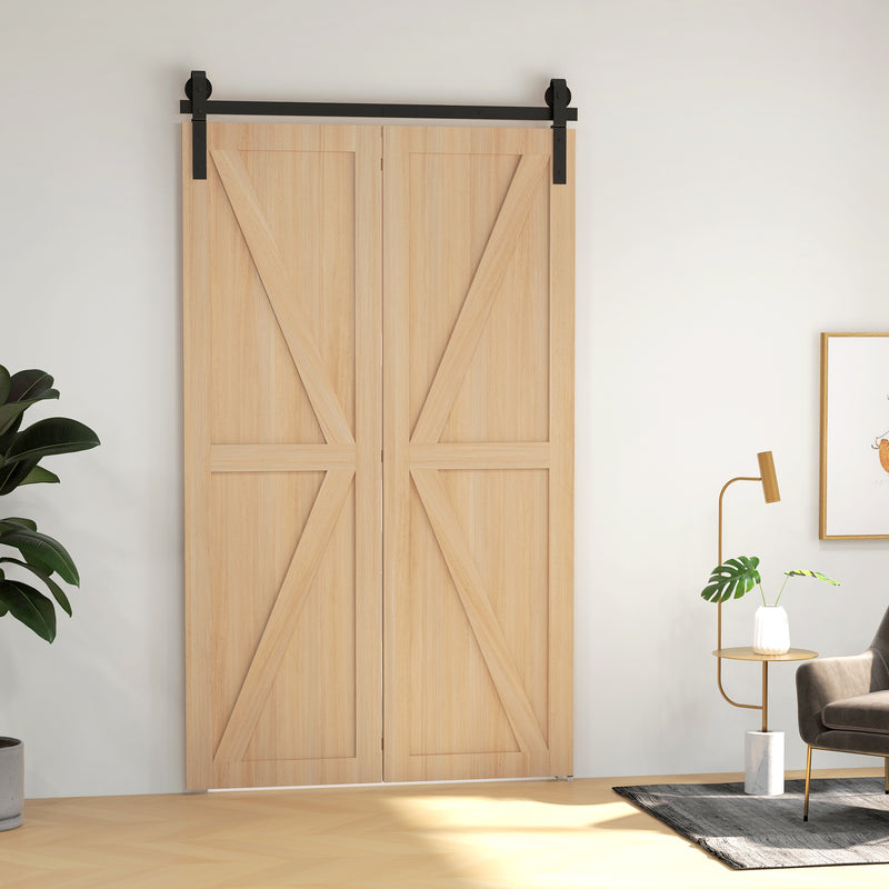 HOMCOM 4FT/122CM Bi-Folding Sliding Barn Door Hardware Kit Sliding Door Kit