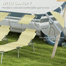 Outsunny Folding Sun Lounger Set Of 2 W/ Sunshade Adjustable Backrest