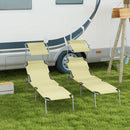 Outsunny Folding Sun Lounger Set Of 2 W/ Sunshade Adjustable Backrest