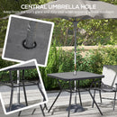 Outsunny Faux-marbled Patio Table with Umbrella Hole Steel Frame for Balcony