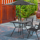 Outsunny Faux-marbled Patio Table with Umbrella Hole Steel Frame for Balcony