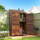 Outsunny Wooden Garden Storage Shed w/Double Doors and Shelves, Mixed-Brown