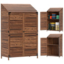 Outsunny Wooden Garden Storage Shed w/Double Doors and Shelves, Mixed-Brown