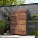 Outsunny Wooden Garden Storage Shed w/Double Doors and Shelves, Mixed-Brown