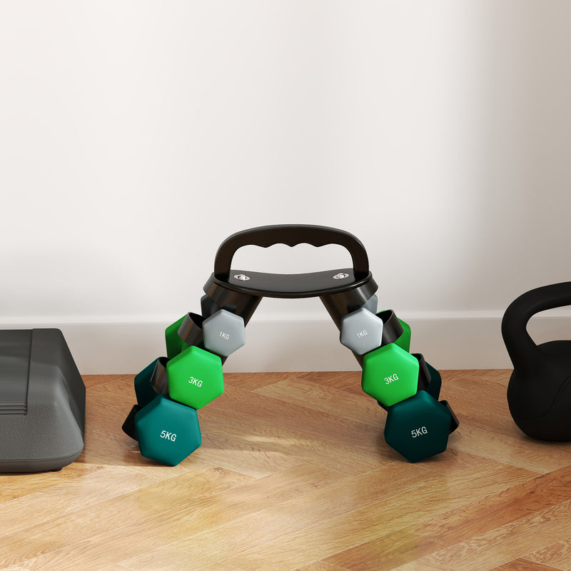 SPORTNOW Dumbbells Set with Carry Storage Rack, 2 x 1kg, 2 x 3kg, 2 x 5kg
