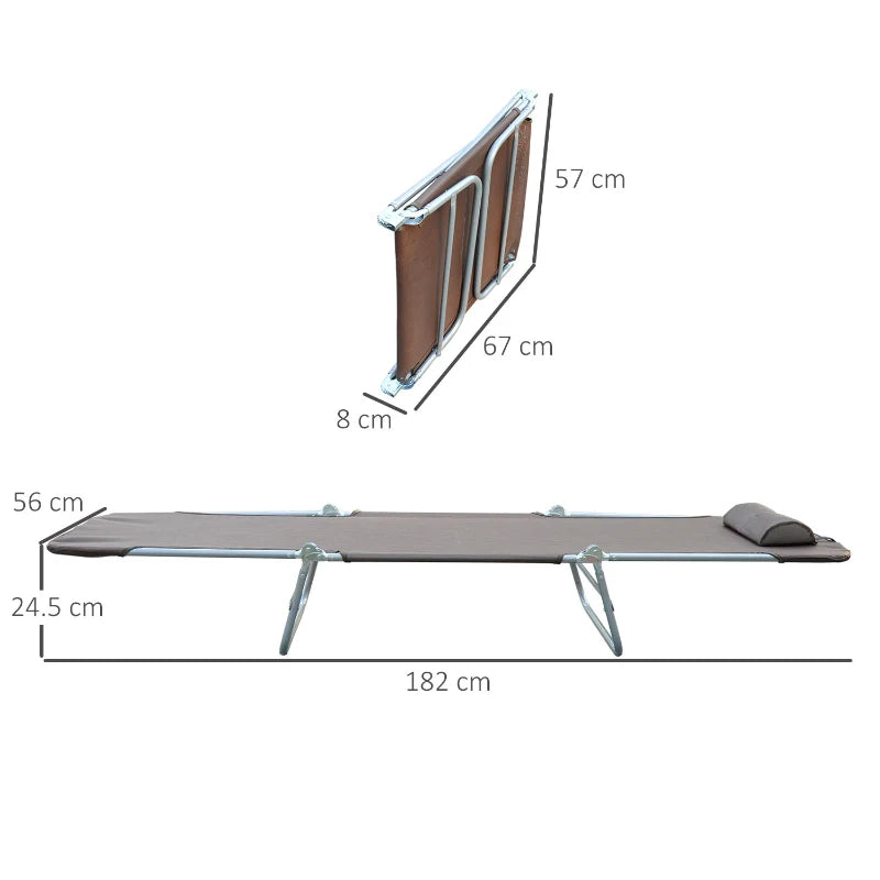 Outsunny Adjustable Sun Bed Lounger - Coffee Brown