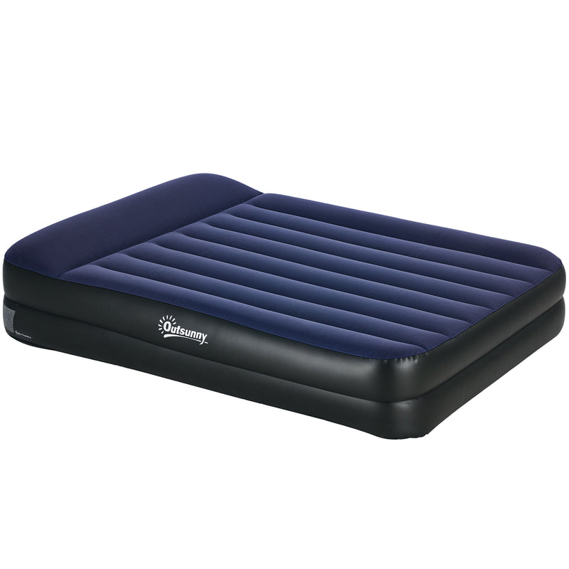Outsunny King Inflatable Mattress with Electric Pump and Integrated Pillow