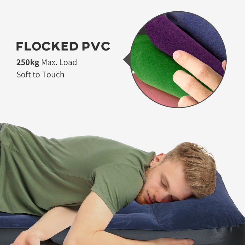 Outsunny King Inflatable Mattress with Electric Pump and Integrated Pillow