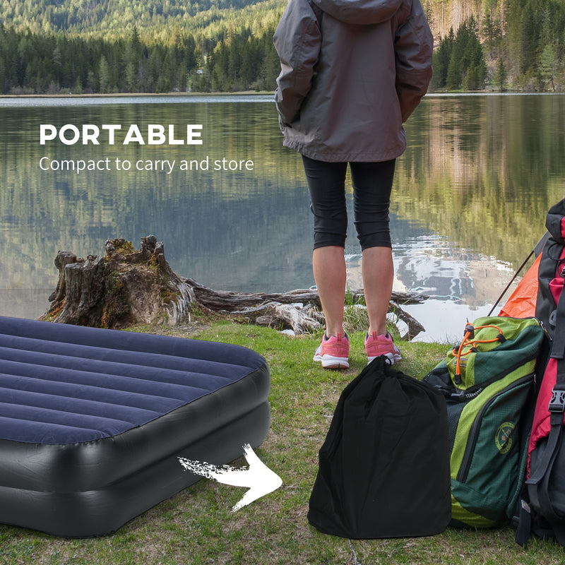Outsunny King Inflatable Mattress with Electric Pump and Integrated Pillow