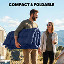 Outsunny Sleeping Mat, Foldable Camping Pad with Elastic Straps Dark Blue
