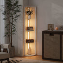 HOMCOM LED Floor Lamp with Shelves, Dimmable Standing Lamp with Foot Switch