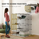 PawHut 4-Tier Cat Cage Indoor, DIY Cat Playpen with Hammock, Ramps, 5 Doors