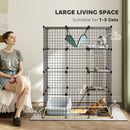 PawHut 4-Tier Cat Cage Indoor, DIY Cat Playpen with Hammock, Ramps, 5 Doors