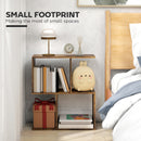 HOMCOM Side Table, Narrow End Table with Storage Shelves, Rustic Brown