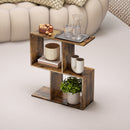 HOMCOM Side Table, Narrow End Table with Storage Shelves, Rustic Brown
