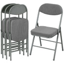 HOMCOM Folding Chairs Set of 4 with Cushioned Seat, Steel Frame, Grey