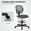 Vinsetto Swivel Mesh Office Chair W/ Adjustable Footrest Ring, Charcoal Grey