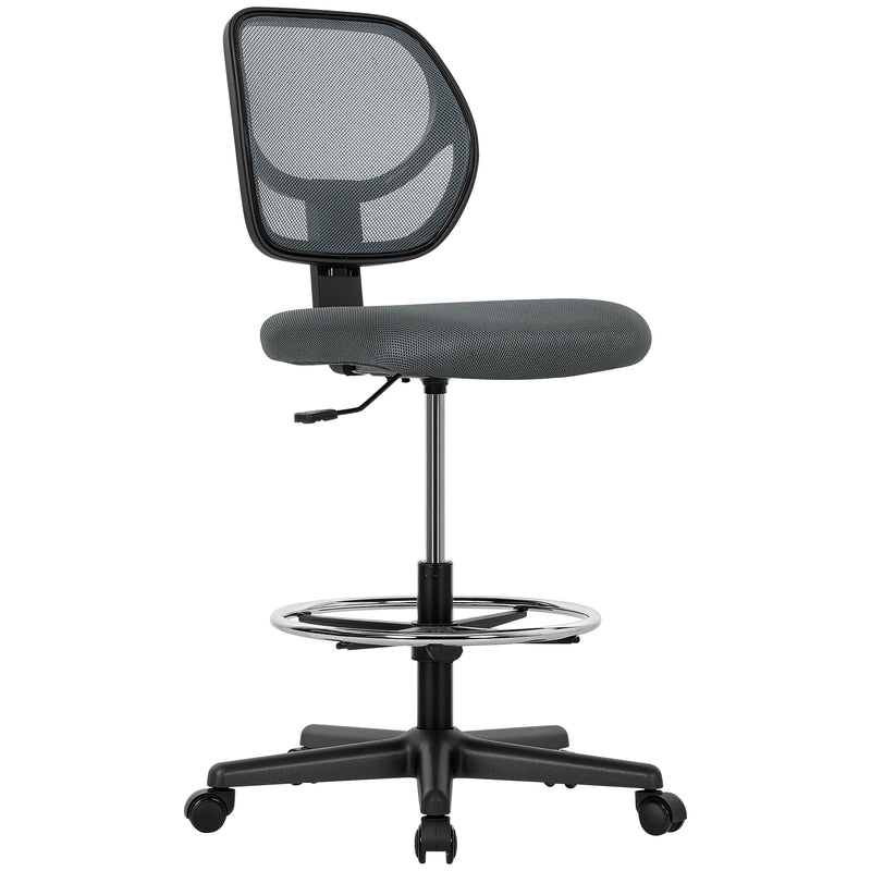 Vinsetto Swivel Mesh Office Chair W/ Adjustable Footrest Ring, Charcoal Grey