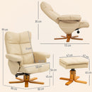 HOMCOM Recliner Chair And Footstool PU Leather Wooden Base, Beige