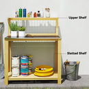 Outsunny Wooden Potting Bench Table with Aluminium Worktop