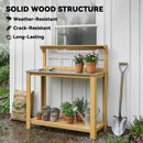 Outsunny Wooden Potting Bench Table with Aluminium Worktop