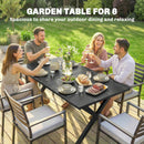 Outsunny Garden Dining Table, Outdoor Table for 6, Wood Effect Top, Black