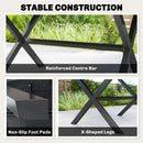 Outsunny Garden Dining Table, Outdoor Table for 6, Wood Effect Top, Black