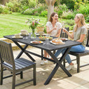 Outsunny Garden Dining Table, Outdoor Table for 6, Wood Effect Top, Black