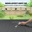 Outsunny Garden Dining Table, Outdoor Table for 6, Wood Effect Top, Black