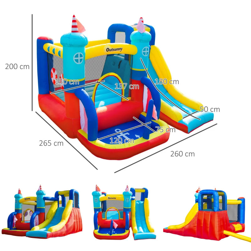 Outsunny Bouncy Castle with Slide and Pool