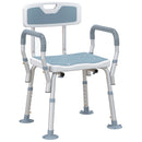 HOMCOM EVA Padded Shower Stool With Back And Arms 4 Suction Foot Pads Blue
