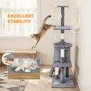 PawHut Cat Tree For Indoor Cats, 134cm Scratching Post Climbing Tower, Grey