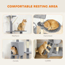 PawHut Cat Tree For Indoor Cats, 134cm Scratching Post Climbing Tower, Grey