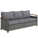 Outsunny Rattan Garden Sofa With Cushioned Wide Seats Dark Grey