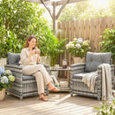 Outsunny Rattan Garden Furniture Bistro Set with Cushion, Mixed Grey