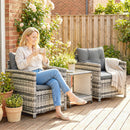 Outsunny Rattan Garden Furniture Bistro Set with Cushion, Mixed Grey