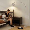 HOMCOM Arc Floor Lamp For Living Room, Free Standing Tall Lamp, Silver Tone