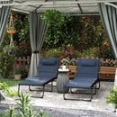 Outsunny Folding Sun Loungers Set of 2, Reclining Sun Bed, Dark Blue